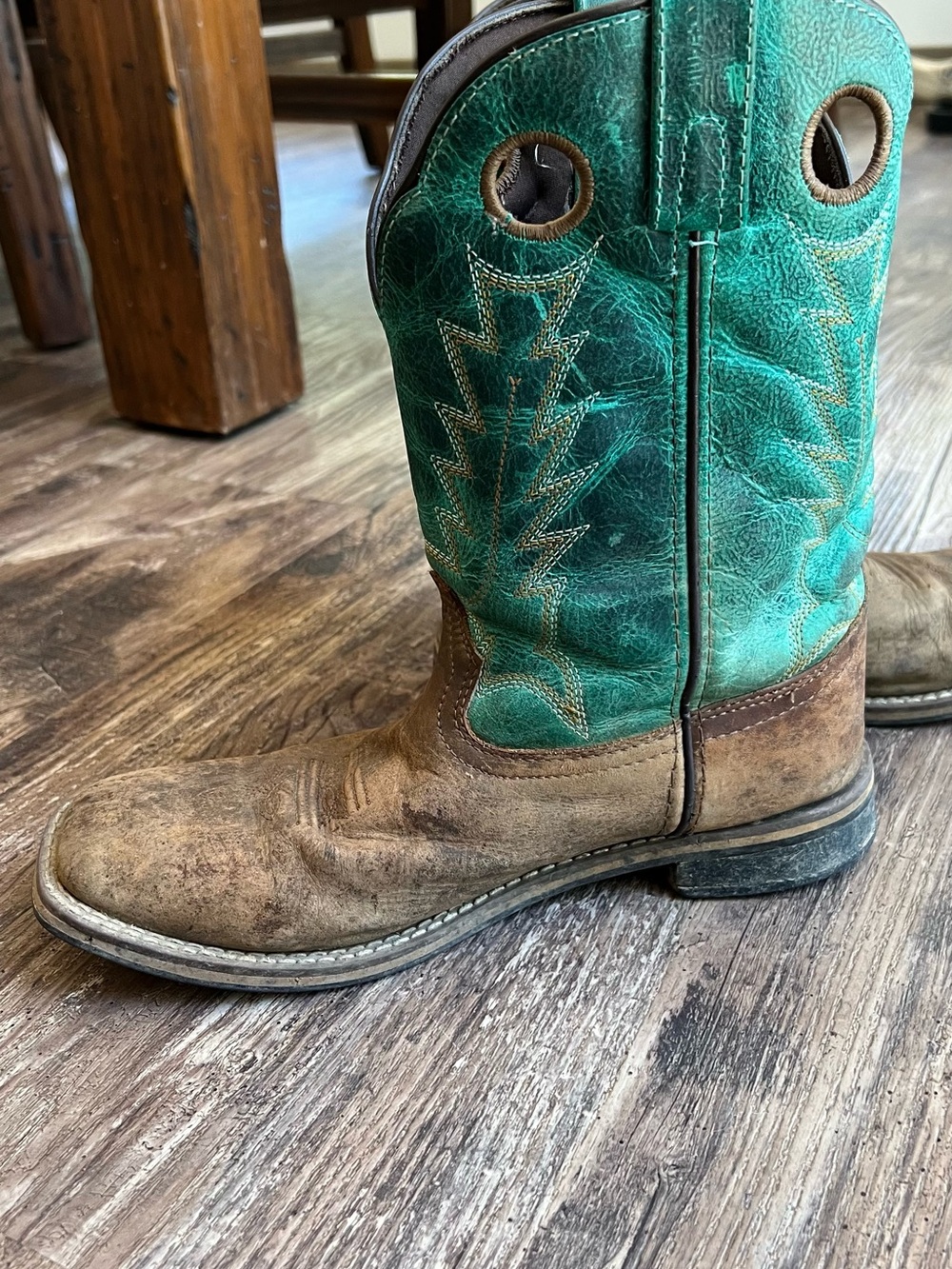 Men's Smokey Mountain Boys Jesse Leather Western Boots with Turquoise Shaft - Picture 6 of 8